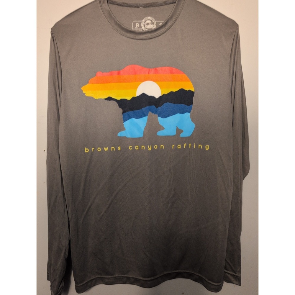 The Duck Co Men's Gray Long Sleeve Shirt Brown Canyon Rafting Size Small NWOT